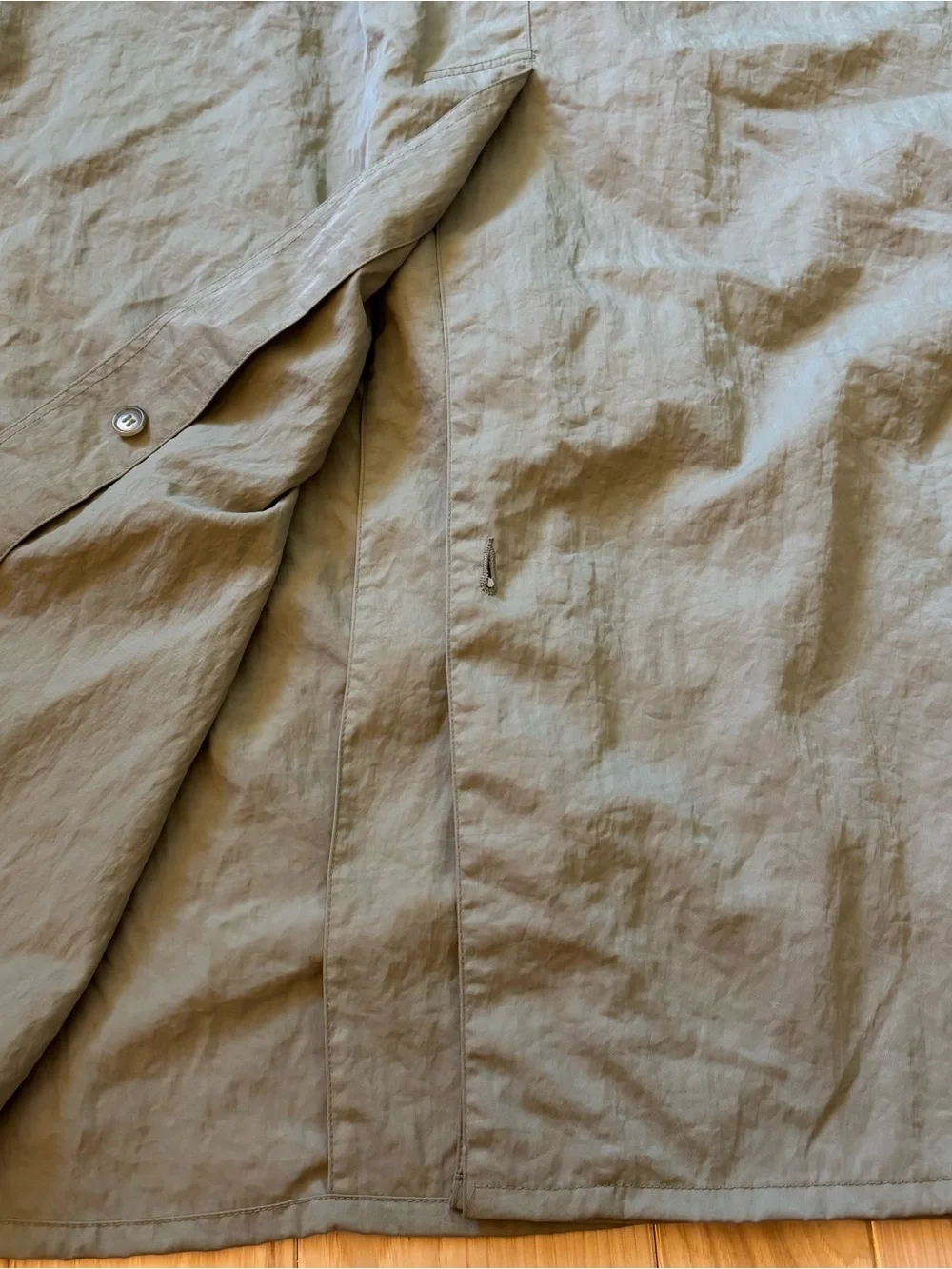 Vintage 80’s Banana Republic Nylon Khaki Green Trench Coat